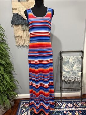 Striped Multicolor Sleeveless Maxi Dress
